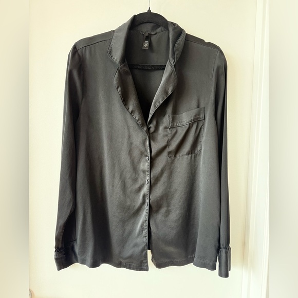 SKIMS Other - SKIMS Black Satin Pajama Top